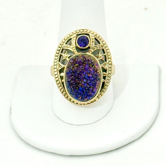 Nicky Butler Bronze Druzy and Amethyst Ring - Size 11 - Picture 2 of 11